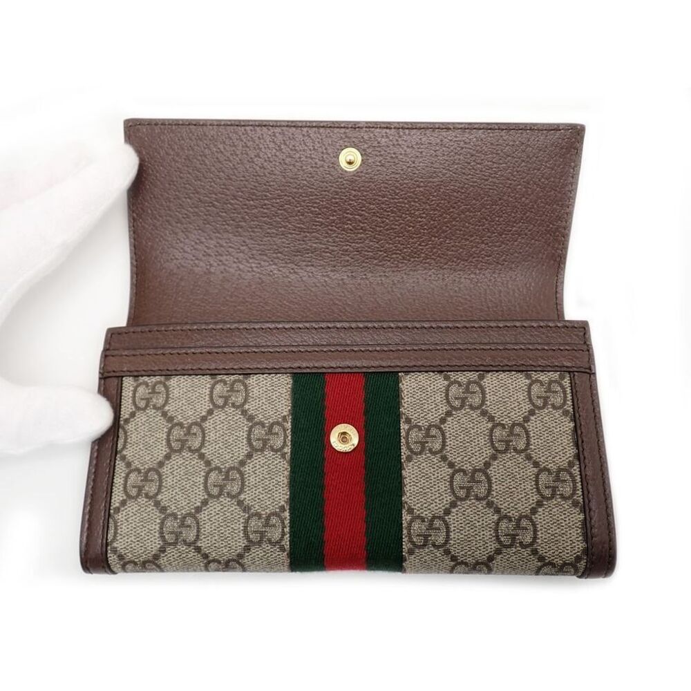 Gucci GG Supreme Canvas Leather Beige Ebony Red Green Web Ophidia Continental - Picture 8 of 9
